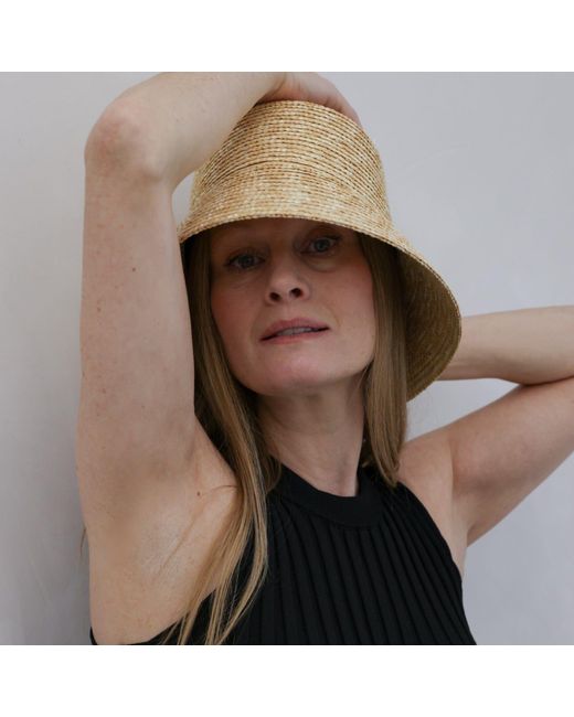 London Atelier Byproduct Natural Neutrals Raffia Lamp Bucket Hat