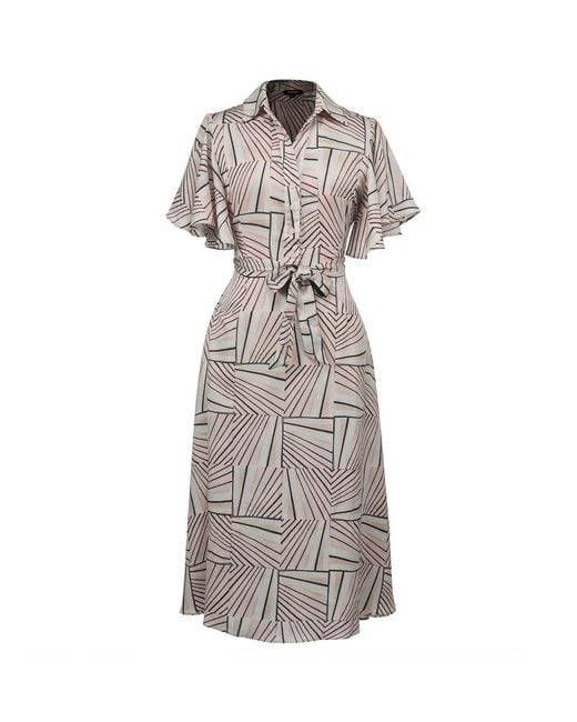 Smart and Joy Gray Neutrals Geometrical Print Shirt-Dress