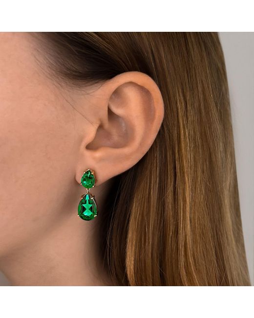 SALLY SKOUFIS Green Liberty Earrings With Made Emerald