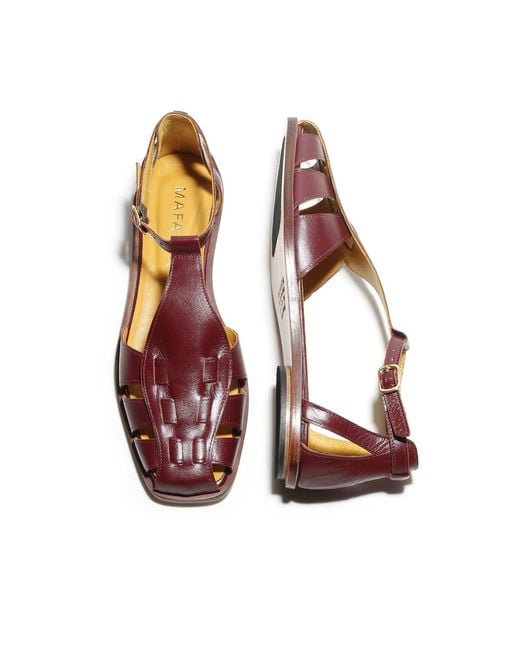 Mafalda Red Ida Wine Fisherman Sandals