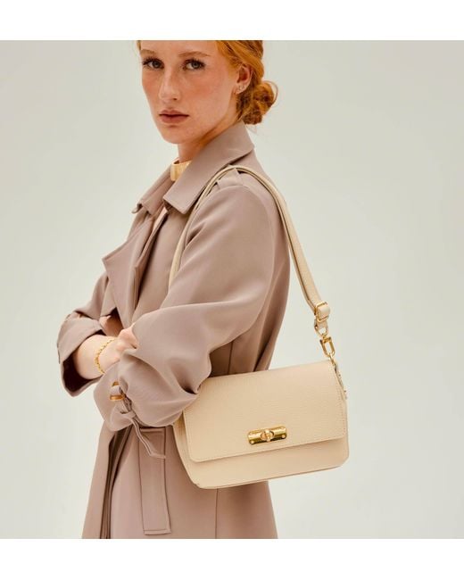 Apatchy London Natural Neutrals The Maisie Midi Stone Leather Bag