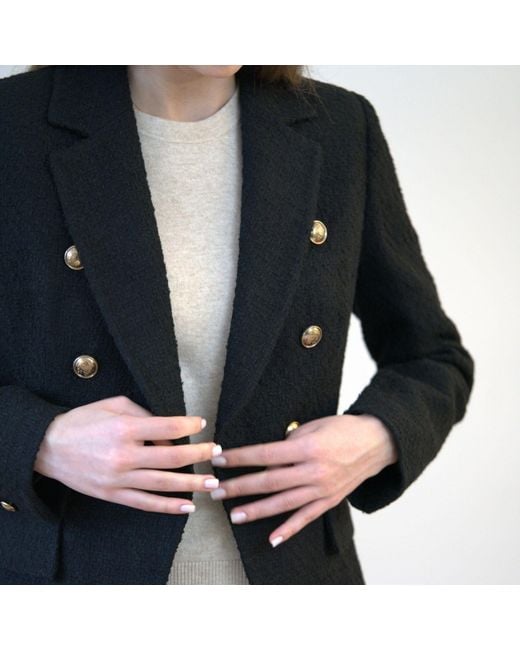 Nuvv Collection Black Modern Casual Button Tweed Jacket