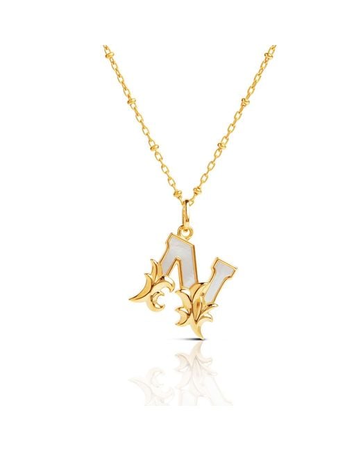 Kasun Metallic Plated N Initial Necklace With Mother Of Pearl