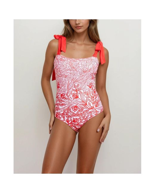 Jessie Zhao New York Red Blossom Reversible One-Piece Swimsuit