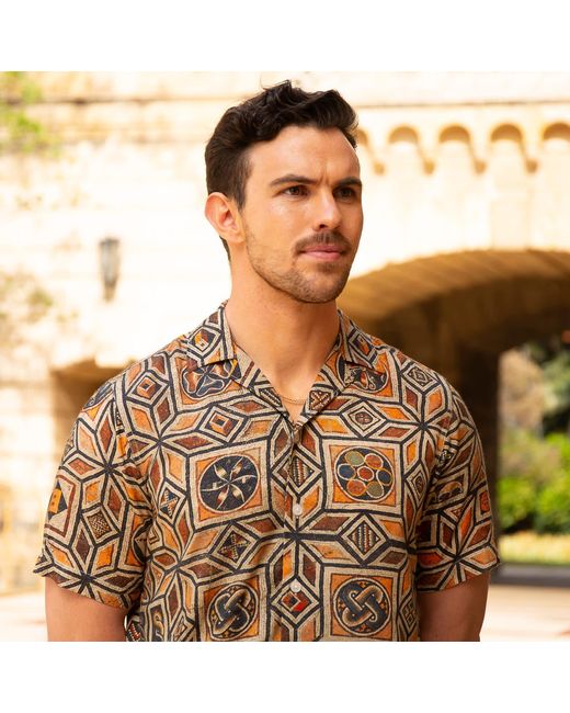 Maurice Saxe Brown Mosaic Shirt for men