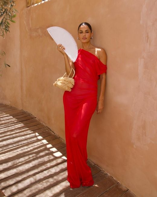 Alia Studio Red Caresse Maxi Gown Dress
