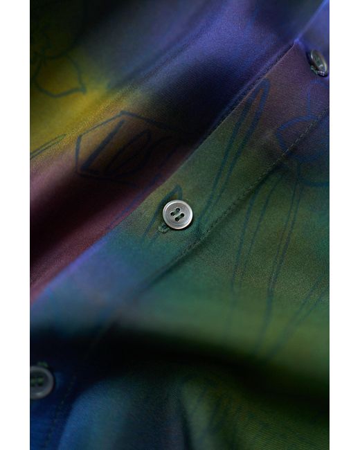 Lost Pattern Green Brooklyn Oversized Silk Shirt