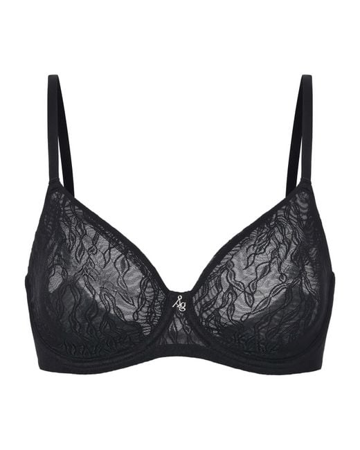 Amour D'agnette Black Julie Molded Lace & Mesh T-Shirt Bra