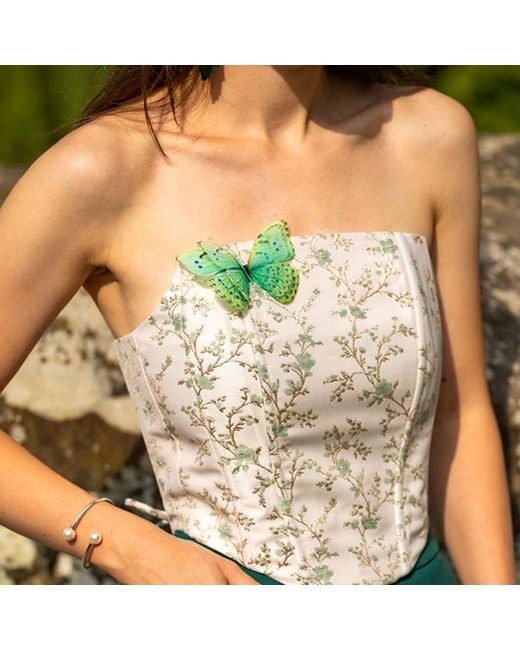 Oana Savu Orange Pin Silk Butterfly Brooch