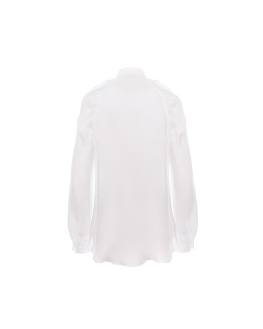 AVENUE No.29 White Gathered Raglan Sleeve Viscose Buttoned Down Shirt