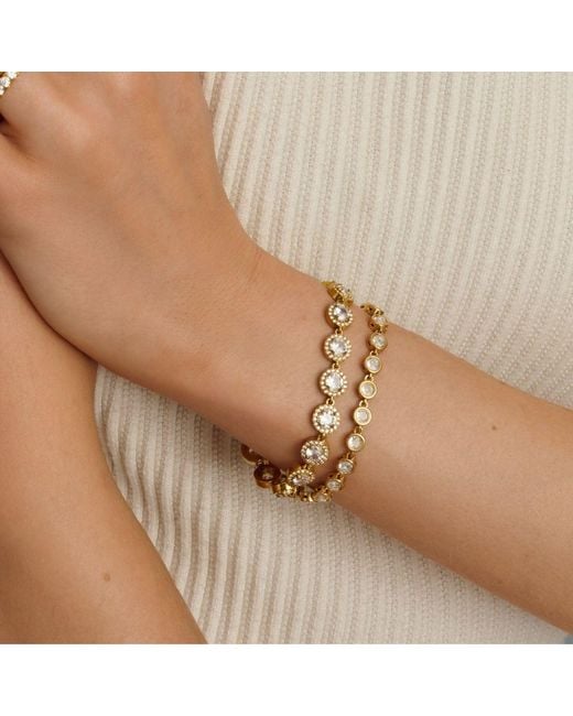 Nialaya Metallic Round Gem Link Bracelet