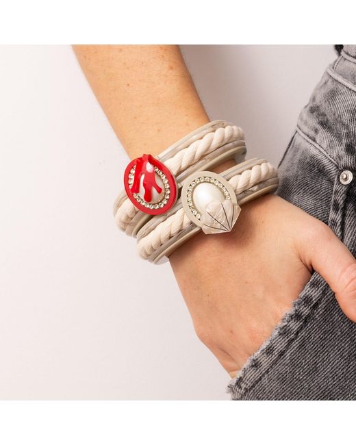 Gissa Bicalho Red Handmade Bracelet Coral And Pearl Cord