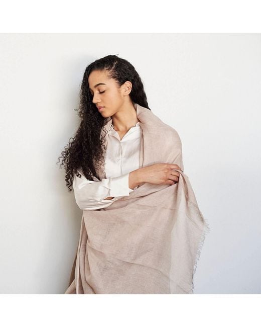 Variously Natural Oat Neutral Hand Woven Soft Linen Silk Scarf