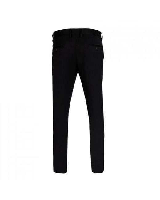 DAVID WEJ Black Aldo Plain Smart Trousers With Belt Loops – for men