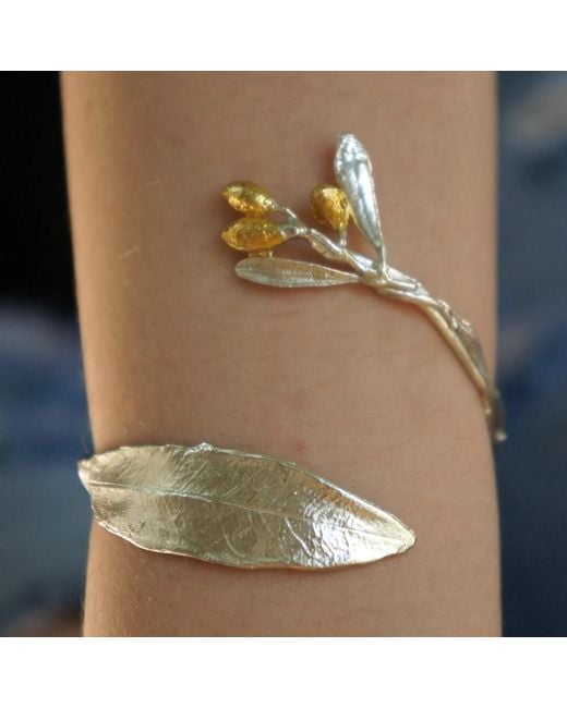 Mother Nature Jewelry Metallic Leaf Bracelet, Handmade Statement Cuff
