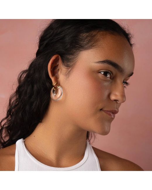 Gold & Honey Metallic Clear Chunky Graduated Lucite Hoop Earrings