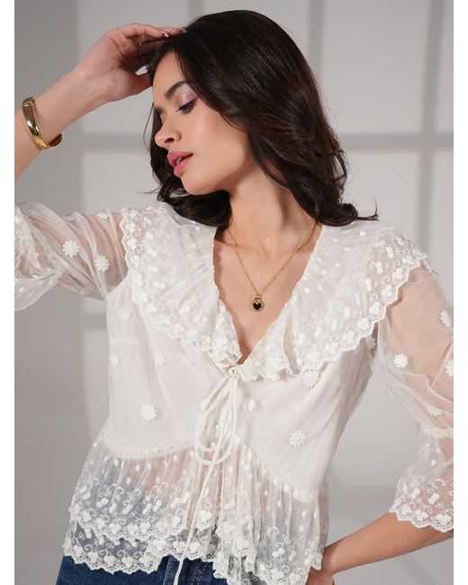 Rose & Nancy White Samira Ivory Lace Blouse