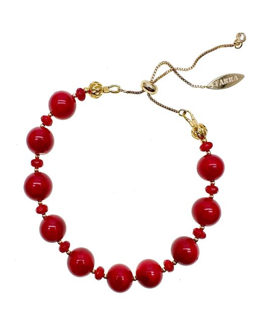Farra Red Holiday Gift Bamboo Coral Adjustable Bracelet