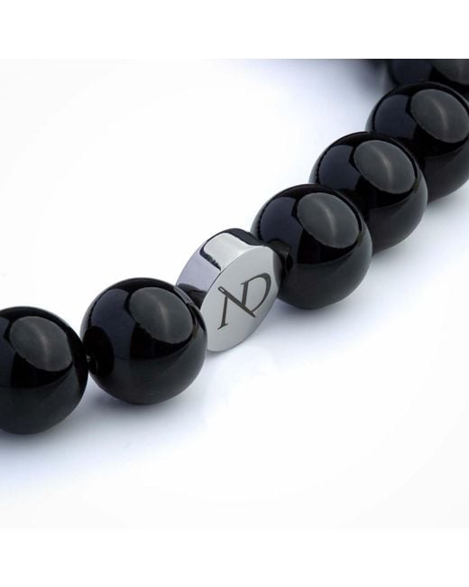 N'damus London Blue Onxy Gemstone Bracelet With Button for men