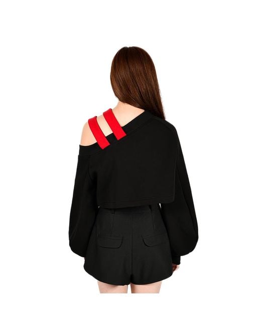 Ioana Ciolacu Black Mixed Cold Shoulder Top