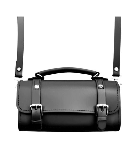 Zatchels Black Handmade Leather Bowler Bag