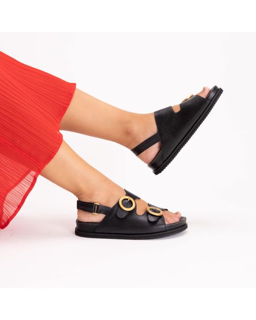 Mafalda Black Tie Buckle Chunky Sandals