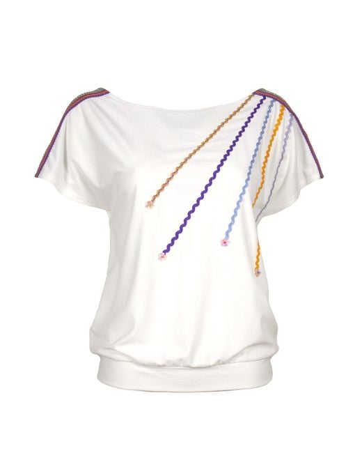 Lalipop Design White Viscose Blouse With Colourful Ribbon Accessories