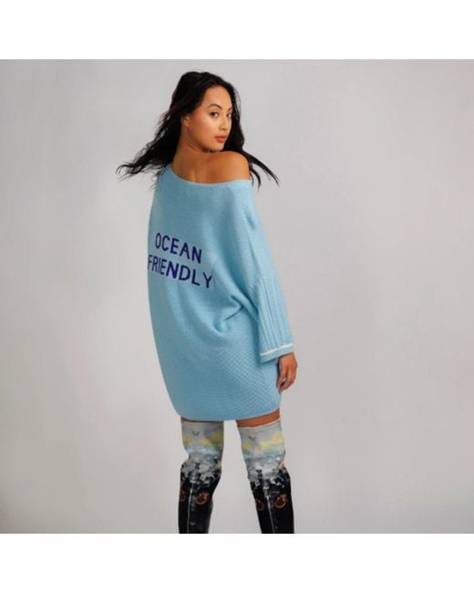 Chuks Collins Blue Eva Oversized Knit Sweater