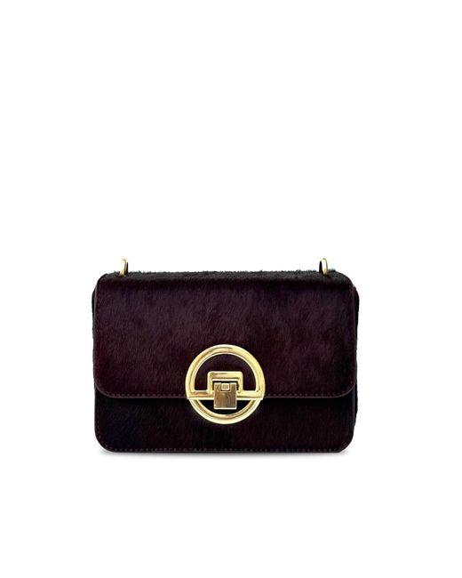 Apatchy London Black The Tilly Burgundy Hair-On Leather Bag