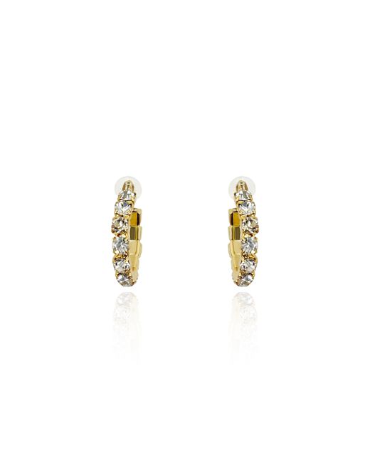 Laura Gray Metallic Diamond Crystal Hoop Earrings