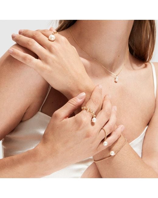 Ora Pearls Metallic Aila Pearl Chain Ring