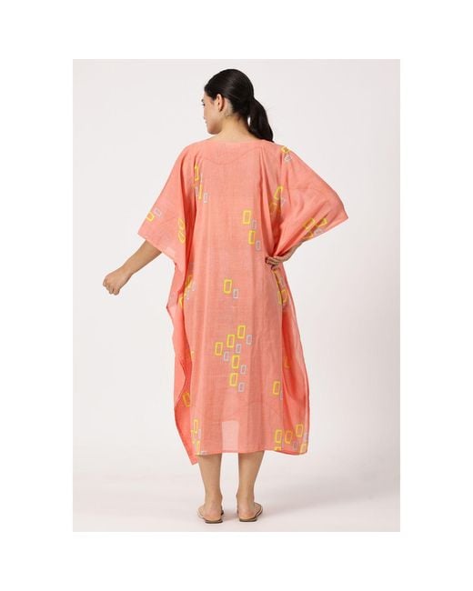 Heritagemoda Pink Rose Organic Cotton Peach Sunset Summer Kaftan