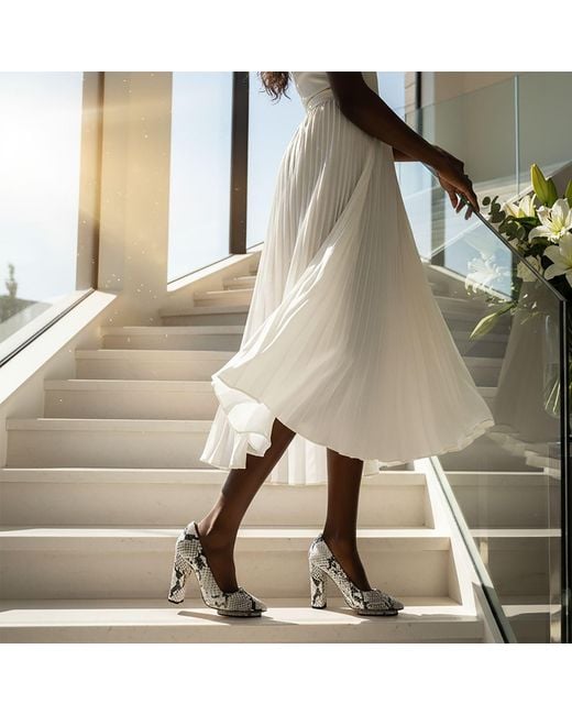 Beautiisoles by Robyn Shreiber Made in Italy White Neutrals Pippa Natural Animal Print Leather Pump With Comfortable Platform Dressy Work & Elegant Evening
