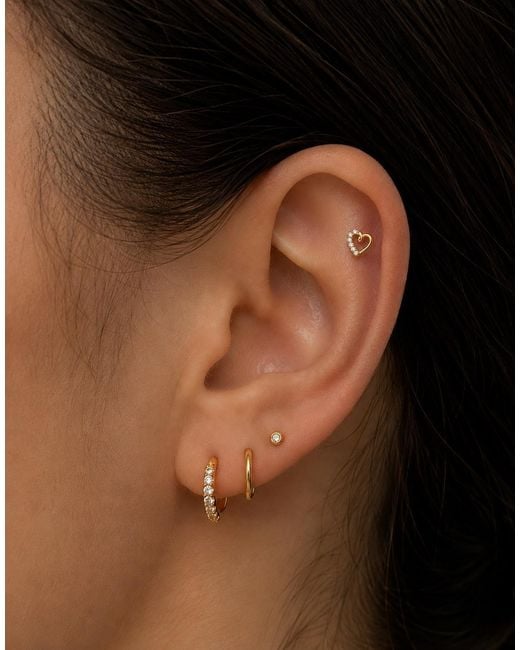 Zahav Jewelry Metallic 14K Solid 18G 6Mm Heart Shaped Internally Threaded Cartilage Earring