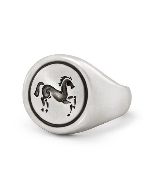 Snake Bones Metallic Horse Signet Ring for men