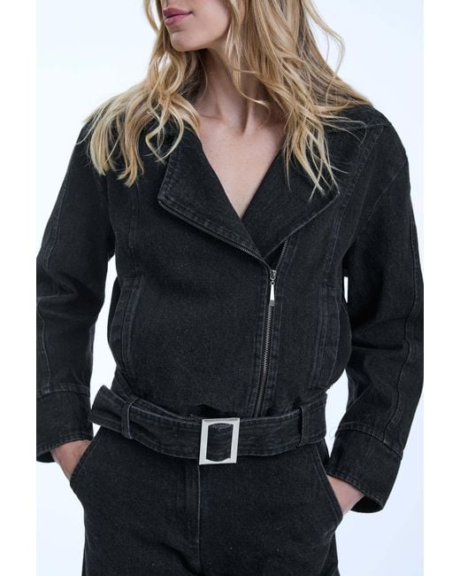 James Lakeland Black Denim Biker Jacket