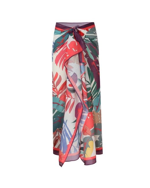 LOVEIST STORE Red Bancha Abstract Jungle Pareo Sarong
