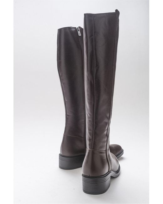 Forever & Always Shoes Brown Acro Leather Heeled Boot