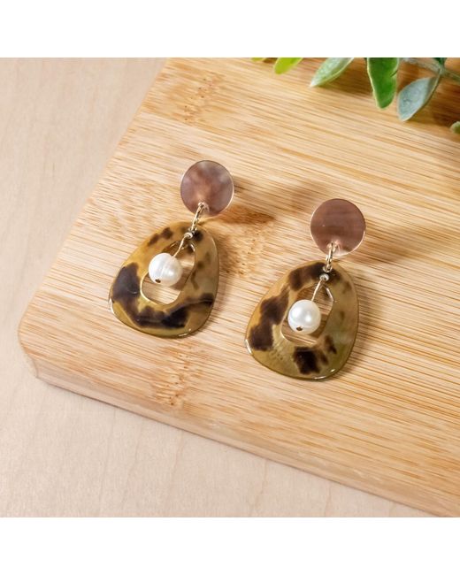 LIKHÂ Metallic Tiger Hollow Mother-Of-Pearl Earrings