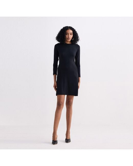 REISTOR Black Long Sleeves Fitted Short Dress