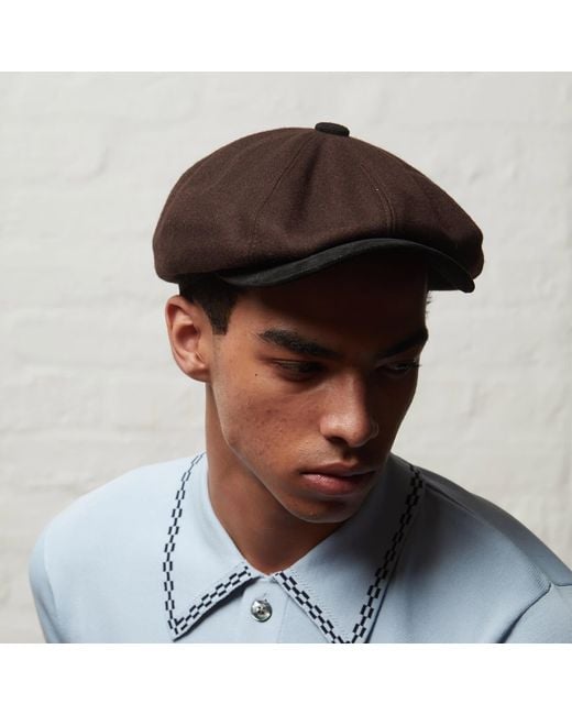 Dasmarca Hats Brown Eden Cocoa Wool Newsboy Bakerboy Peaky Cap With Leather Visor Peak for men