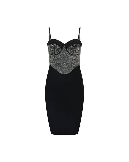 Sour Figs Black Embellished Bandage Mini Dress