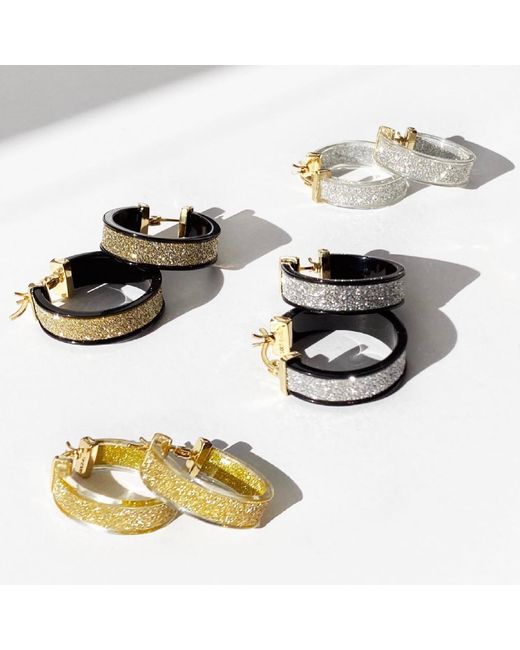 Gold & Honey Black & Silver Wide Glitter Hoops