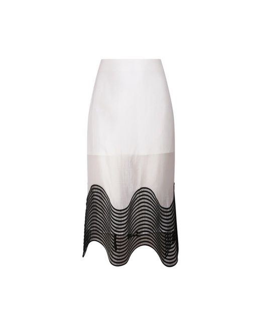 London Atelier Byproduct Gray Sheer Pencil Skirt With Embroidery