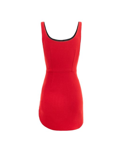 AVENUE No.29 Red Bodycon Mini Dress With Straps And Rounded Side Slit