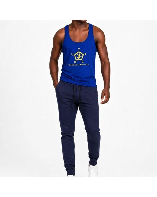 Chuks Collins Blue Geo Cut Sweat Pants-- Diffusion Collection for men