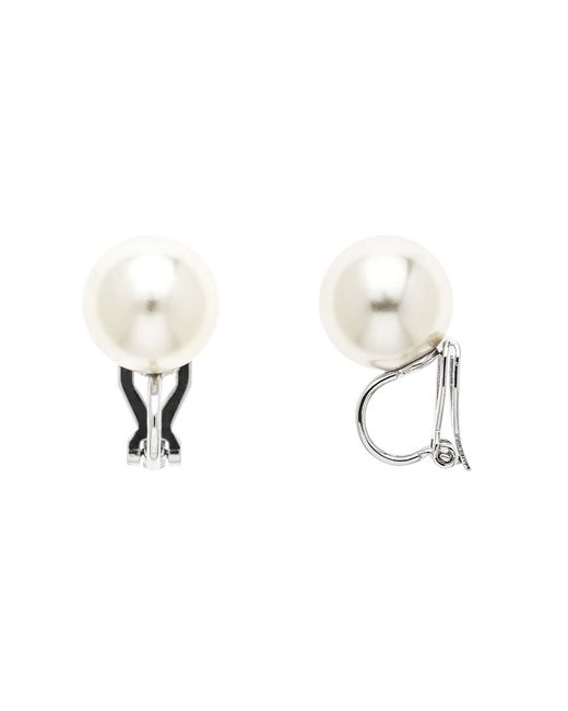 Emma Holland Jewellery White Faux Pearl & Platinum Clip On Earrings