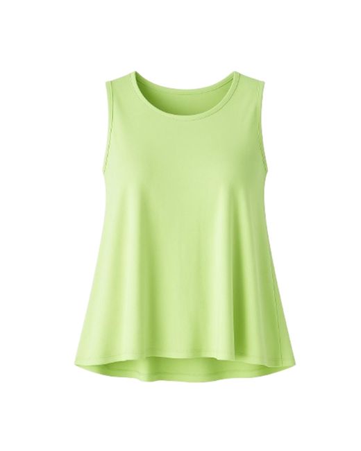 Conquista Green Sleeveless Top With Rounded Hemline