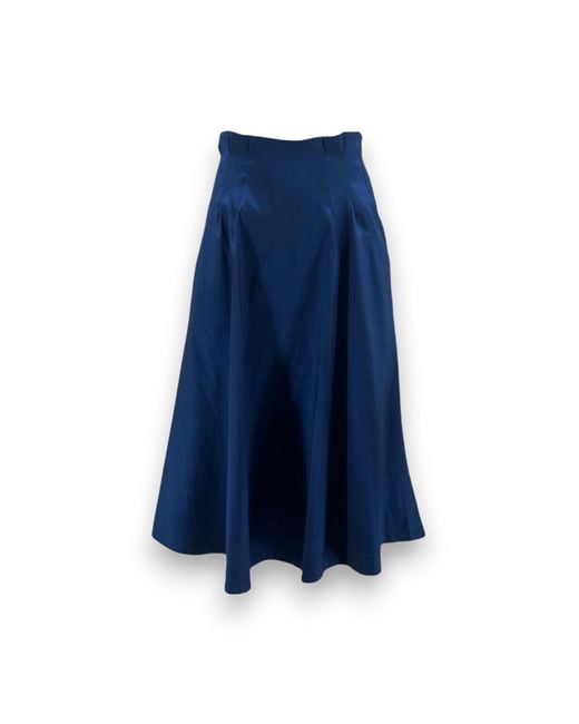 Monzlapur New York Blue Box Pleated Taffeta Skirt
