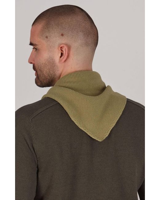 Paul James Knitwear Green Cotton Beault Textured Triangle Scarf